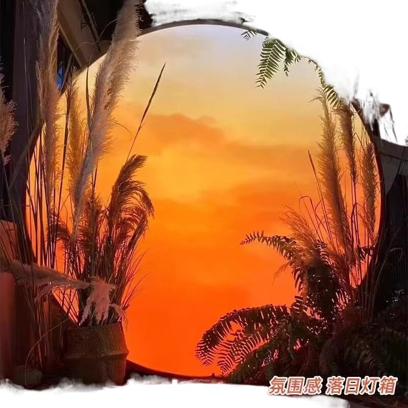 Trendy Moon Light Box Check-In Sunset Light Box Glowing Setup Background Outdoor Camping Sunset Photo Live Stream