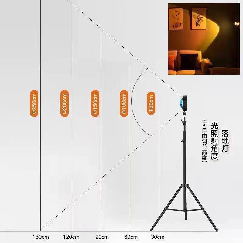 Cross-border sunset light USB floor sunset light atmosphere light rainbow background projection decoration dusk Net red sun falling light