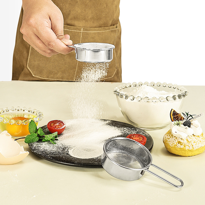 304 Stainless Steel Mini Sugar Sieve 40 Mesh Filter Screen Powder Sieve Cocoa Powder Sprinkler Baking Flour Sieve in stock