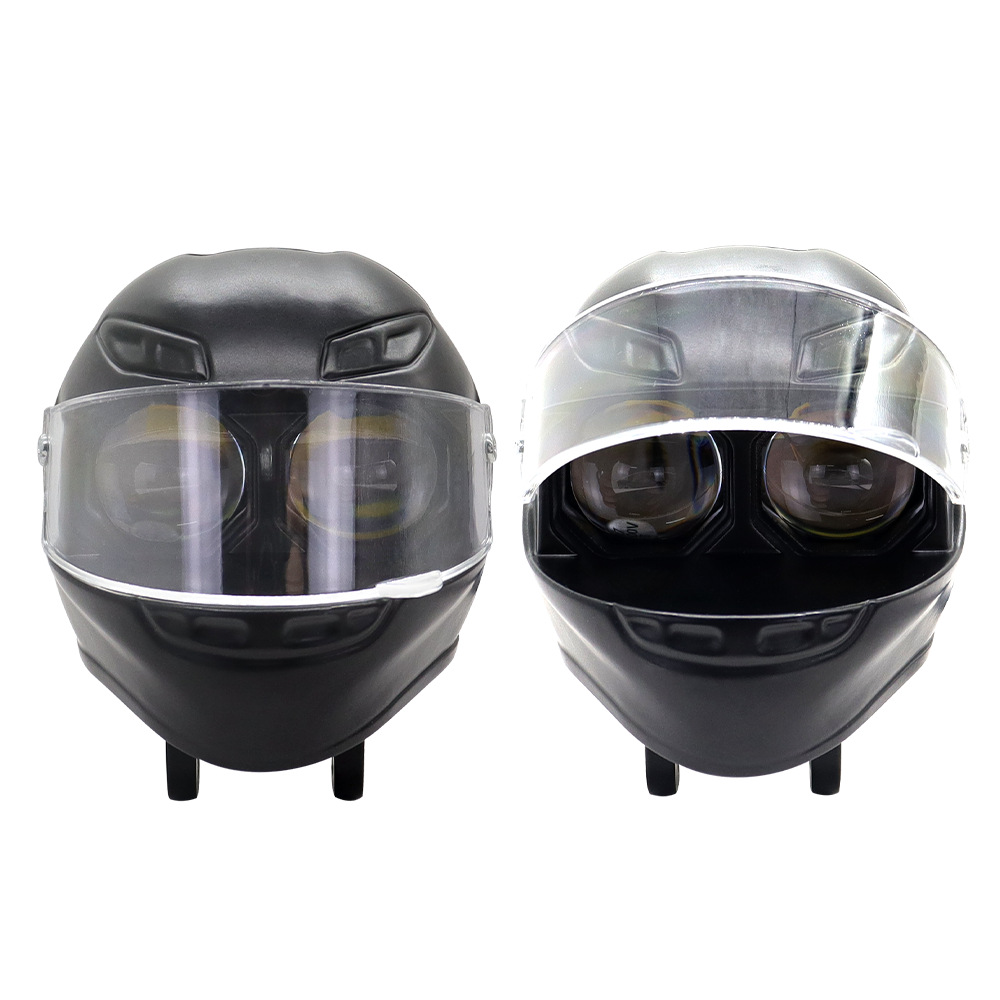 New Helmet Spotlight Black Shell White and Yellow Two-Color Lens Electric Vehicle Motorcycle Led External Spotlight