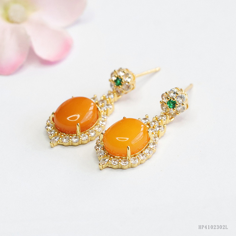 Серьги из натурального пчелиного воска с янтарем куриного цвета, женские украшения, оптовая продажа HP4102302L