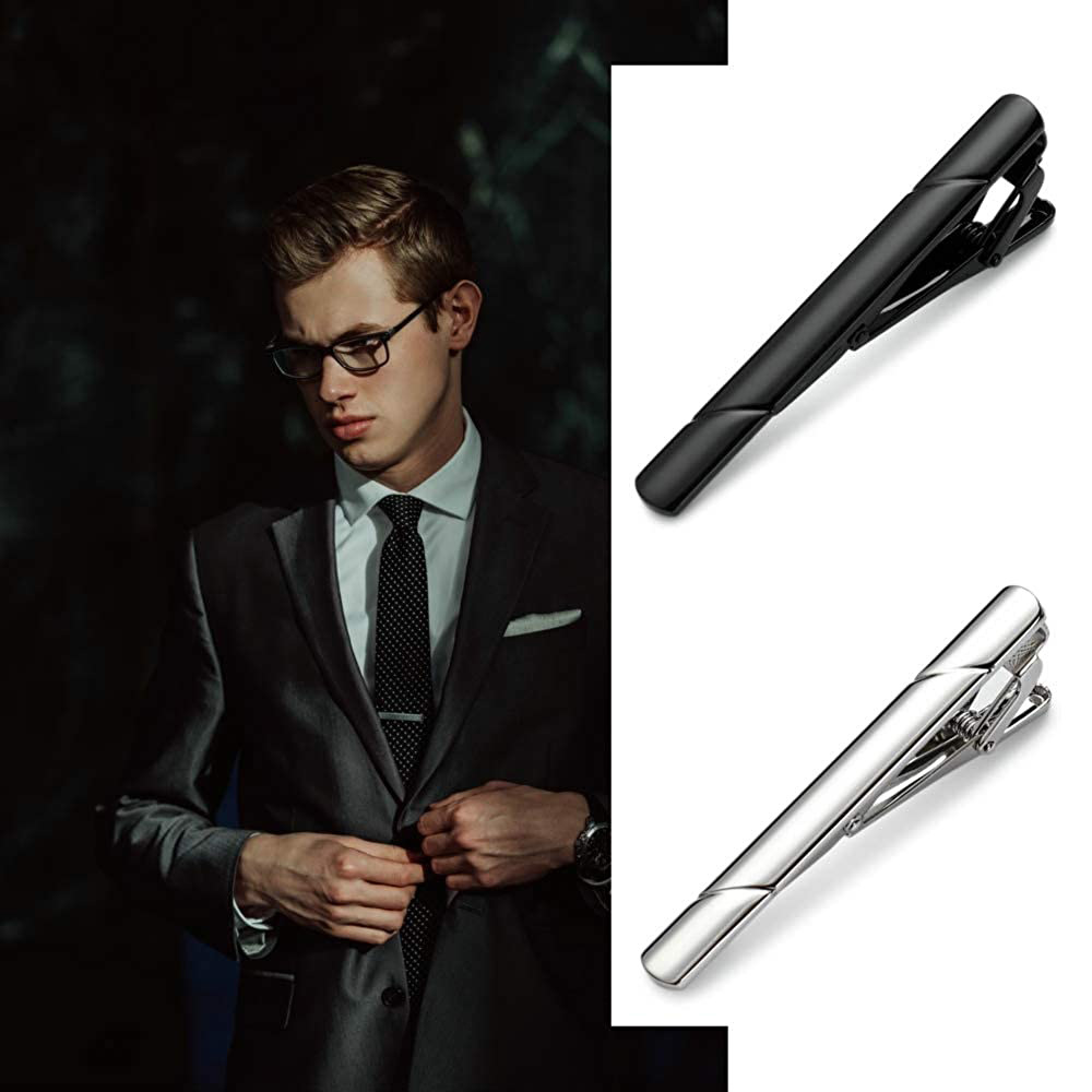 Cross-Border Temu Clothing Tie Clip, Men's Light Luxury Stainless Steel Tie Clip, Diagonal Pattern, Smooth Surface, High-End Tie Clip