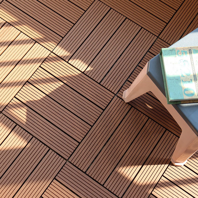 Plastic Wood Flooring Outdoor Balcony Flooring Courtyard Terrace Renovation Self-Laying Splicing DIY Anti-Corrosion Plastic Flooring