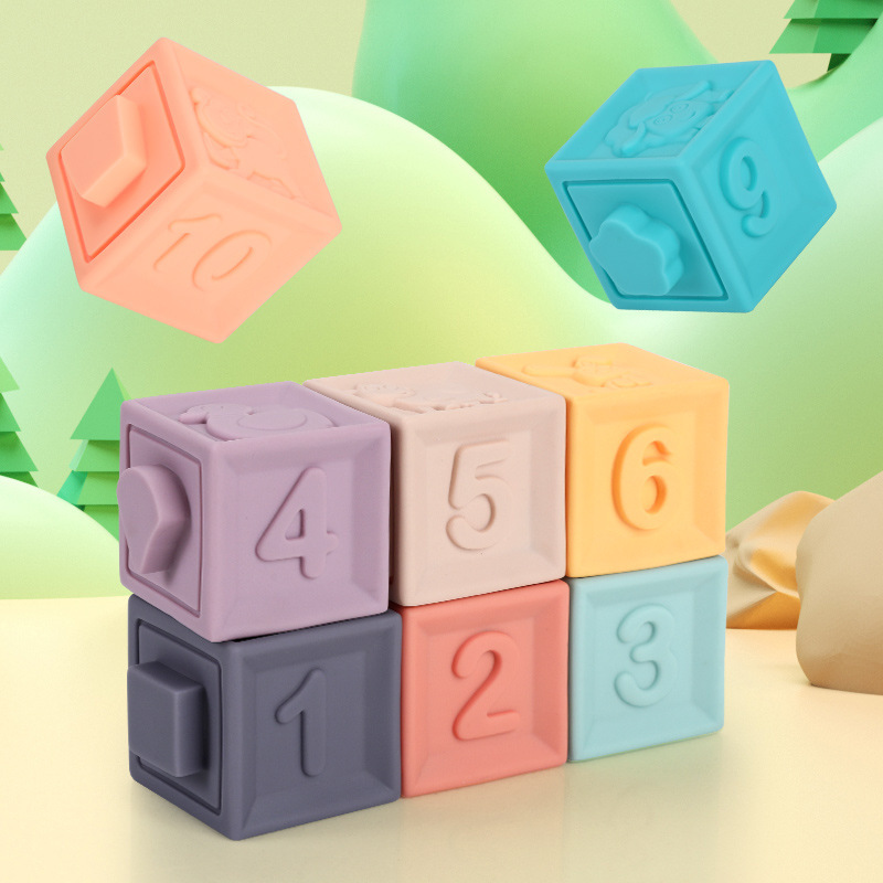 Children's Toys Soft Plastic Jenga Set Baby Early Education Puzzle Chewable Embossed Digital Large Particle Building Blocks