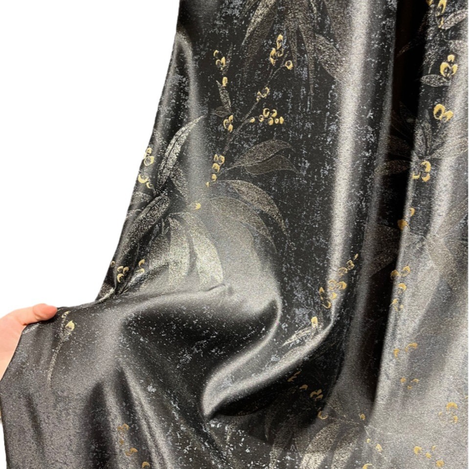 Factory new Chinese style black bamboo leaf jacquard handmade fabric cushion Tang suit Hanfu fabric new Chinese curtain