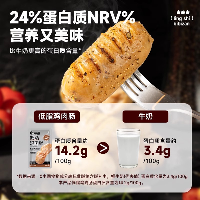 Bibizan Low-Fat Chicken Sausage Fitness Meal Replacement High-Protein Chicken Breast Sausage Reduced Fat Food Snacks