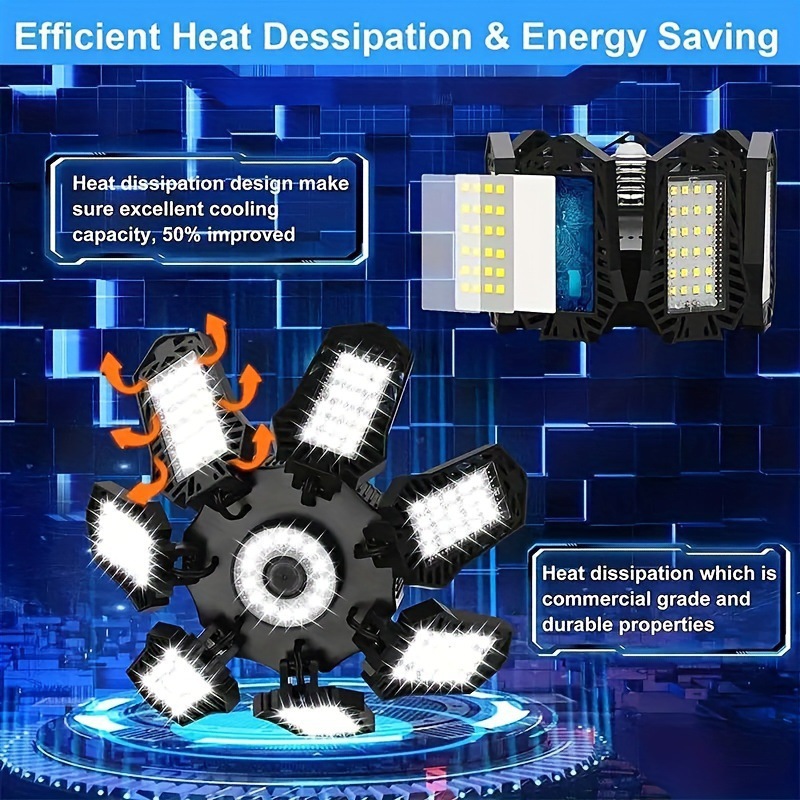 2026 New Cross-Border Dropshipping 10/4/2/1 Deformable 71 Panel Led Garage Light Bulb