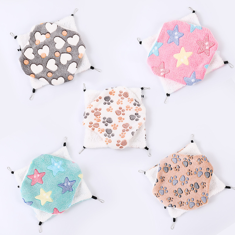 Hamster Hammock Sugar Glider Warm Double-Layer Plush Hanging Squirrel Sleeping Bag Pet Flannel