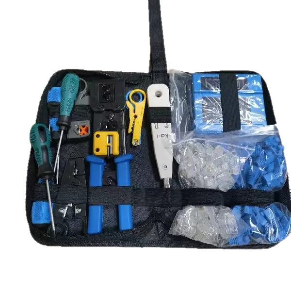 Network Tool Kit Household Network Cable Pliers Tester Crystal Head Sheath Wire Stripper Small Yellow Knife One to Two