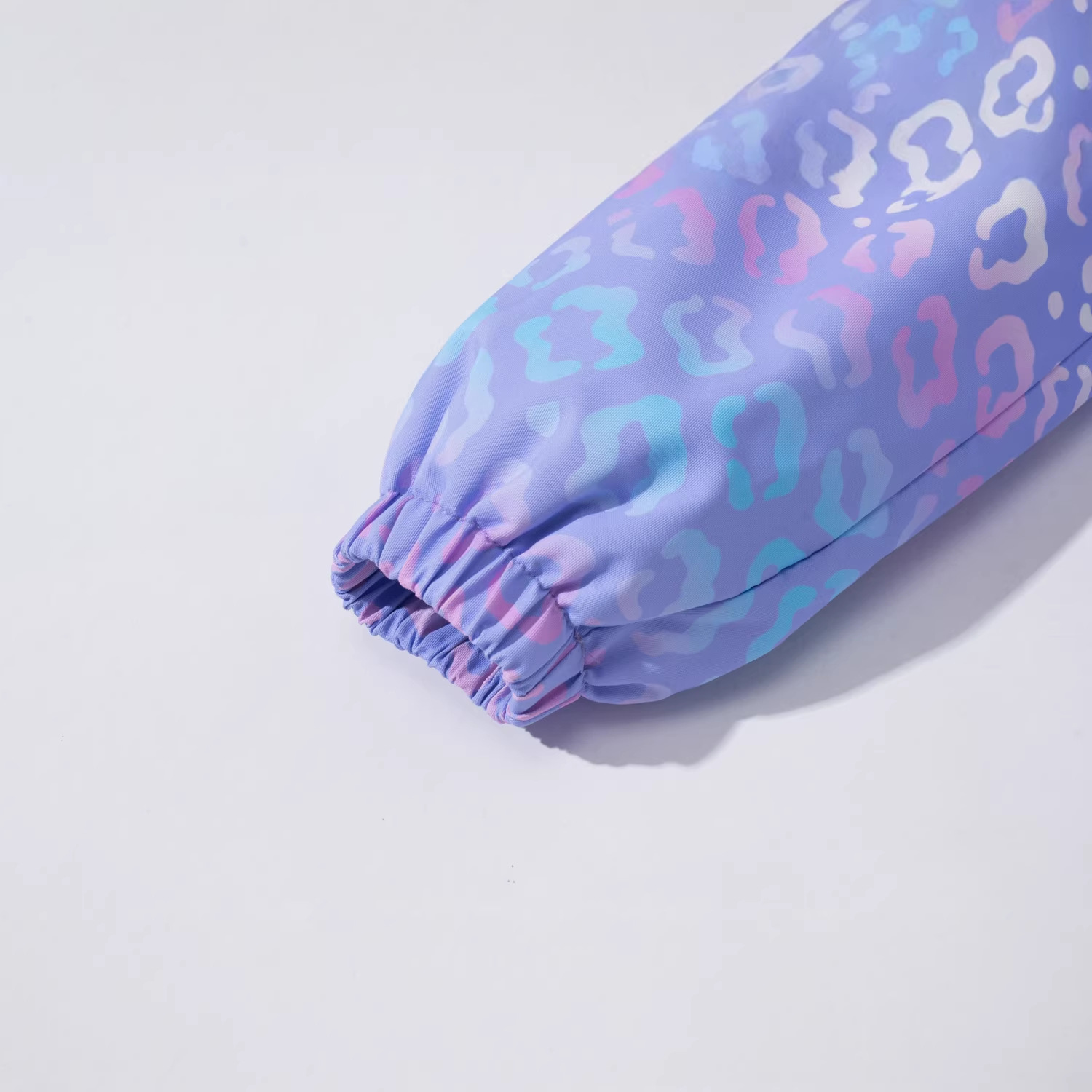 Girls' outdoor waterproof breathable hooded zipper jacket fashionable sports printed gradient leopard print trench coat