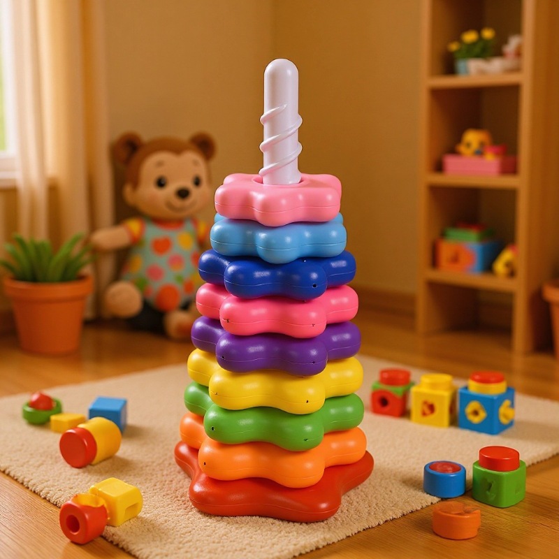 Вращающаяся башня-игрушка, радуга, весёлый Дженга, цветные кольца, обучающая игрушка для младенцев