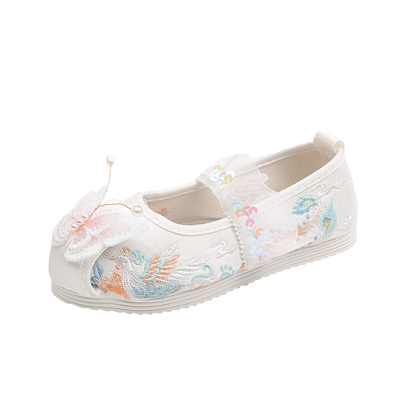Auspicious Hanfu Shoes Girls Old Beijing Children's Handmade Cloth Shoes Ancient Chinese Style Baby Antique Embroidered Shoes