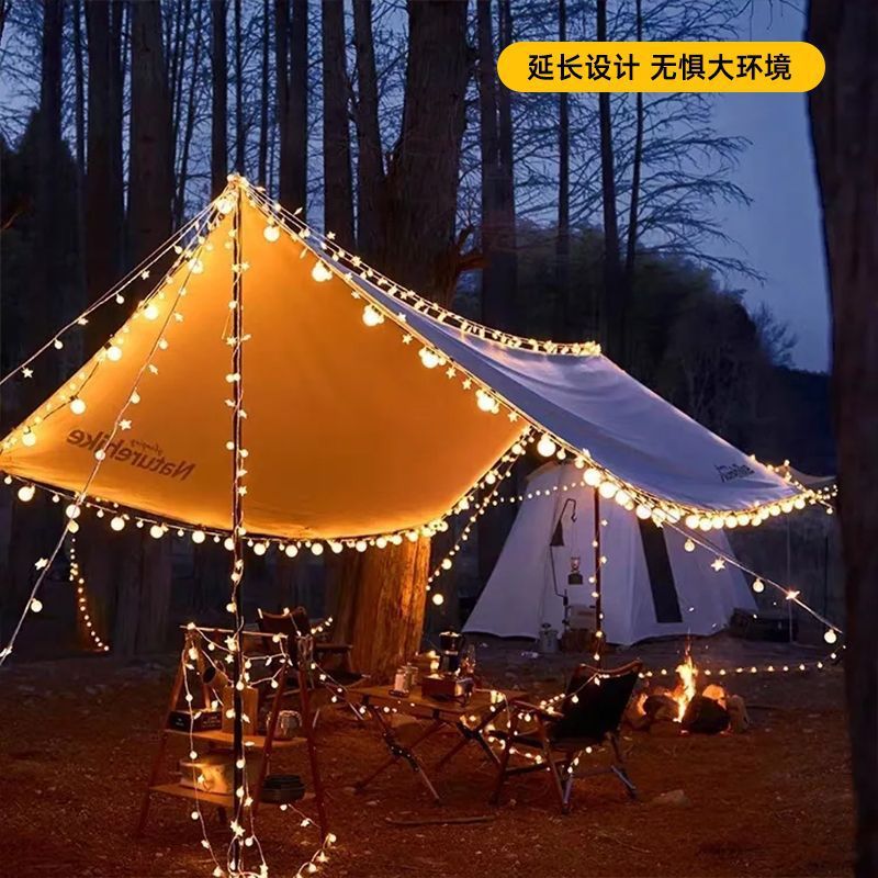 Colored String Lights for Stalls, Star Lights for Camping, Canopy Lighting, Ambient Lights, Outdoor Night Market Decorative Lights, Factory Cross-Border Wholesale