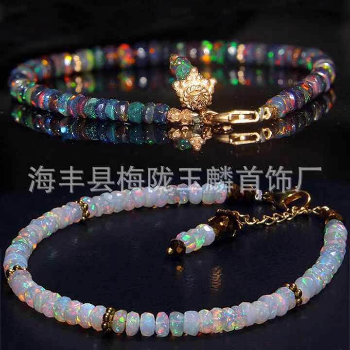 Опал браслет, ограненный опал, австралийский опал, браслет, ожерелье, кулон