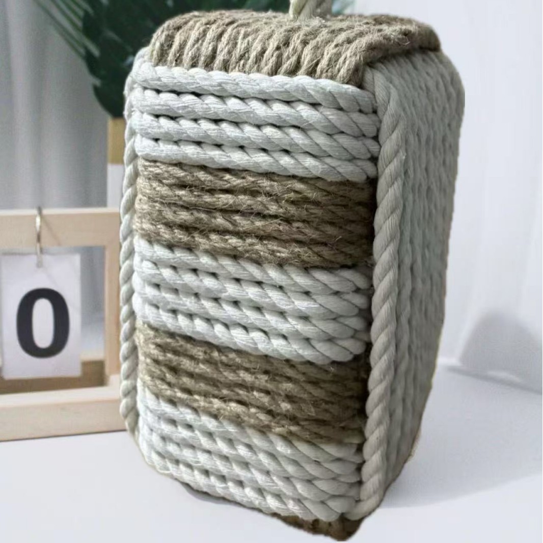 Cotton and Linen Rope Door Stopper, Cotton Rope and Linen Rope Rectangular Cuboid Door Stopper, Windproof Door Blocker, Door Stopper, Home Decoration Handmade