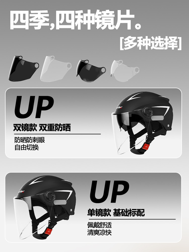 New National Standard 3C Certified Electric Motorcycle Helmet for Men, Summer Sun Protection Battery Car, Women's All-Season Safety Helmet