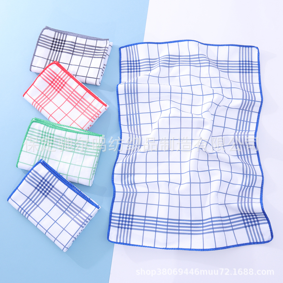 ✅ Cross-Border Dropshipping European-Style Red and Blue Plaid Napkin Cloth Ins-Style Cotton Placemat Cloth Kitchen Towels Te