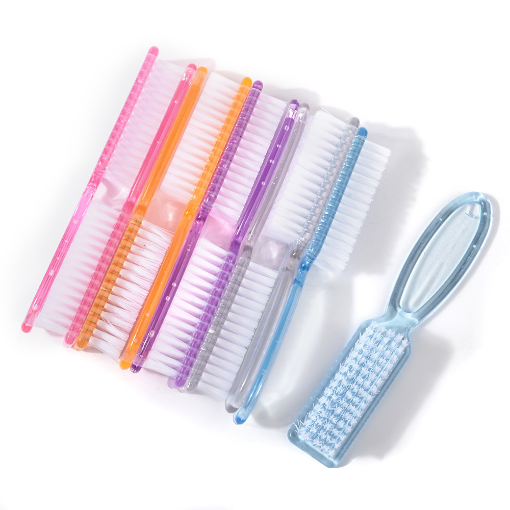 Cross-Border Supply of Transparent Long-Handled Nail Brushes, Square Plastic Cleaning Non-Shedding Manicure Crystal Brush Manufacturers