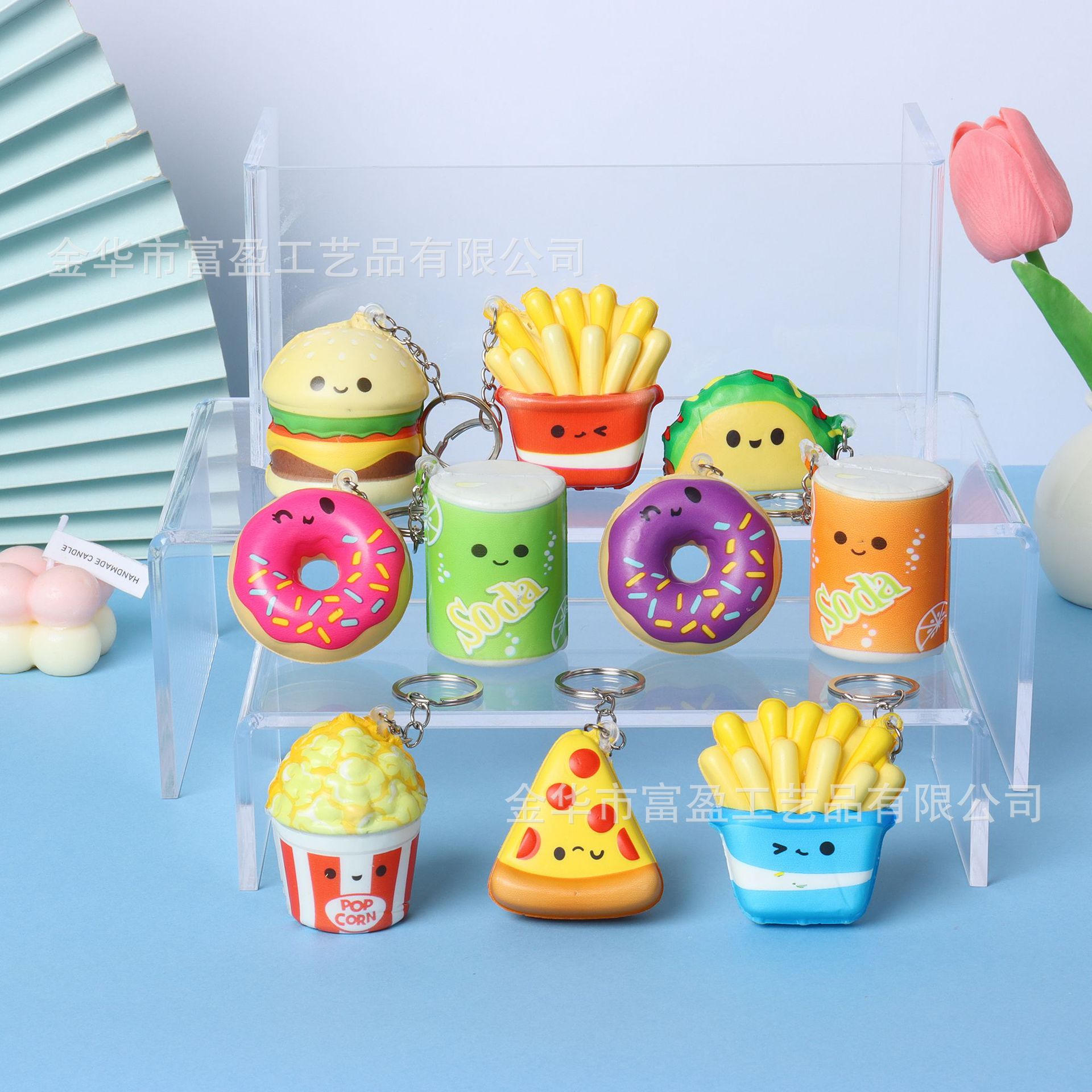 Ключница с медленно восстанавливающимся ПУ фастфудом, гамбургером, пиццей, картошкой фри, игрушка-антистресс для детей оптом