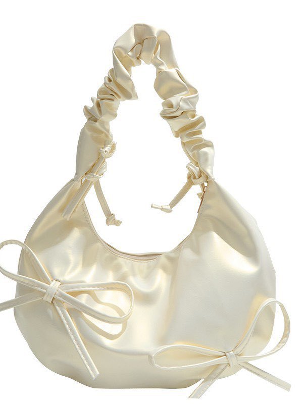 Cloud Bag for Women, Niche Design, Pleated Shoulder Strap, Bowknot Single Shoulder Bag, 2025 New Model, High-End Texture, Underarm Bag for Women