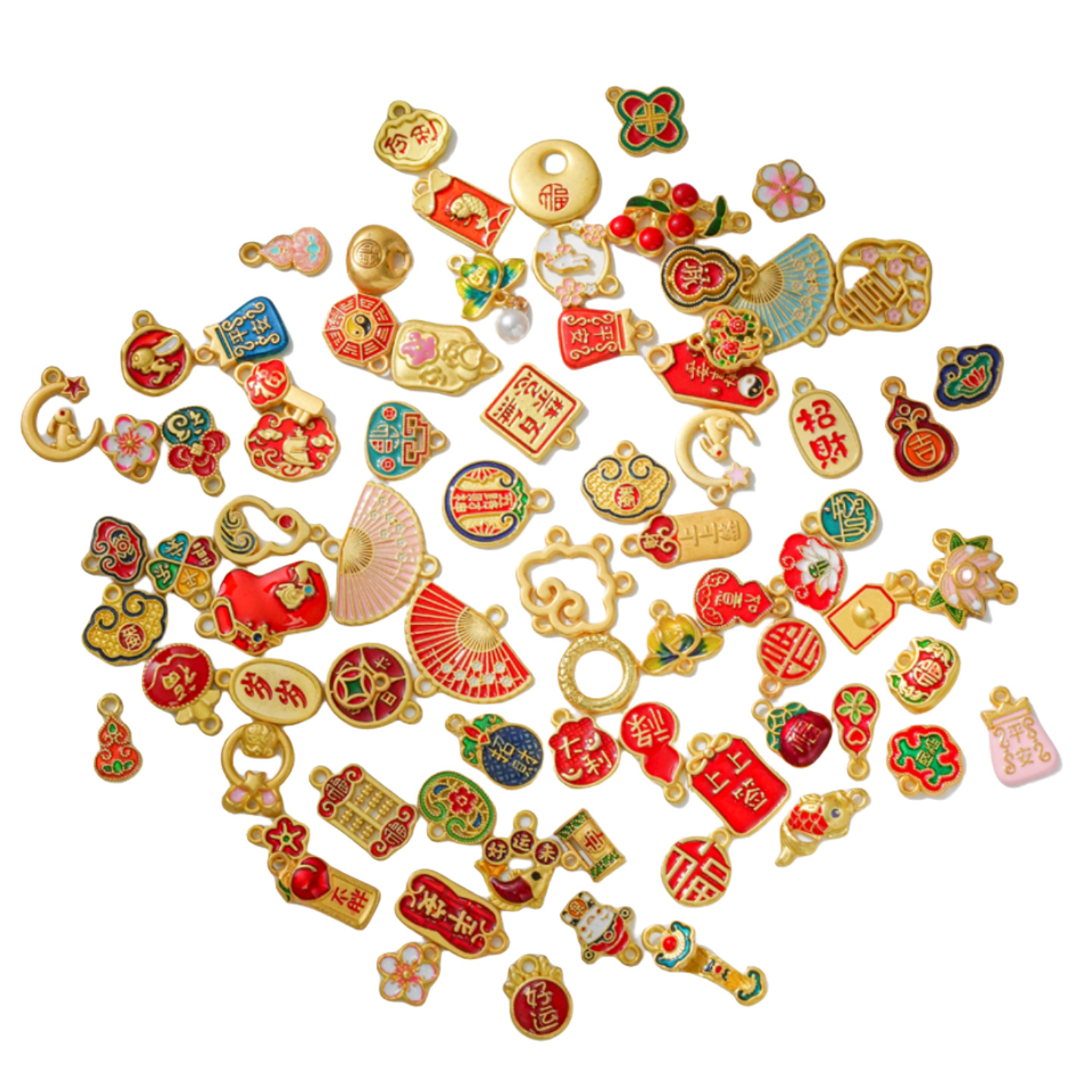 Ancient French Sand Gold Color Preservation National Style Accessories Pendant DIY Blessing New Year Transport Handmade Necklace Bracelet Jewelry Pendant