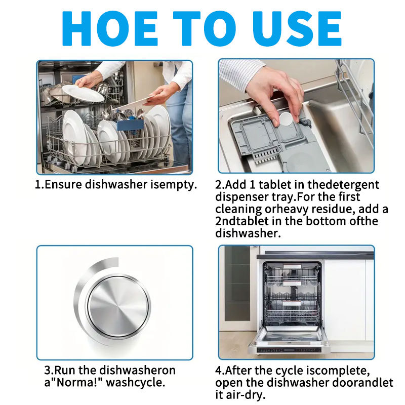 Cross-border dishwasher cleaning tablets dishwasher detergent dishwasher cleaning effervescent tablets to oil stain dishwasher