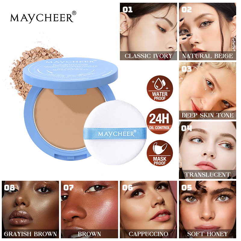 Cross-border English version MAYCHEER beauty powder waterproof repair natural concealer long-lasting makeup oil control honey powder