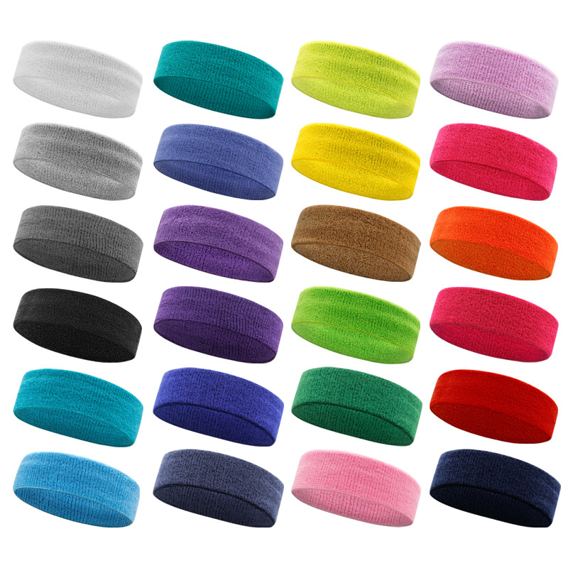 Factory Direct Sales Sports Elastic Protective Headband Knitted Headband Towel Material Yoga Headband Breathable Sweat-Absorbent Wholesale