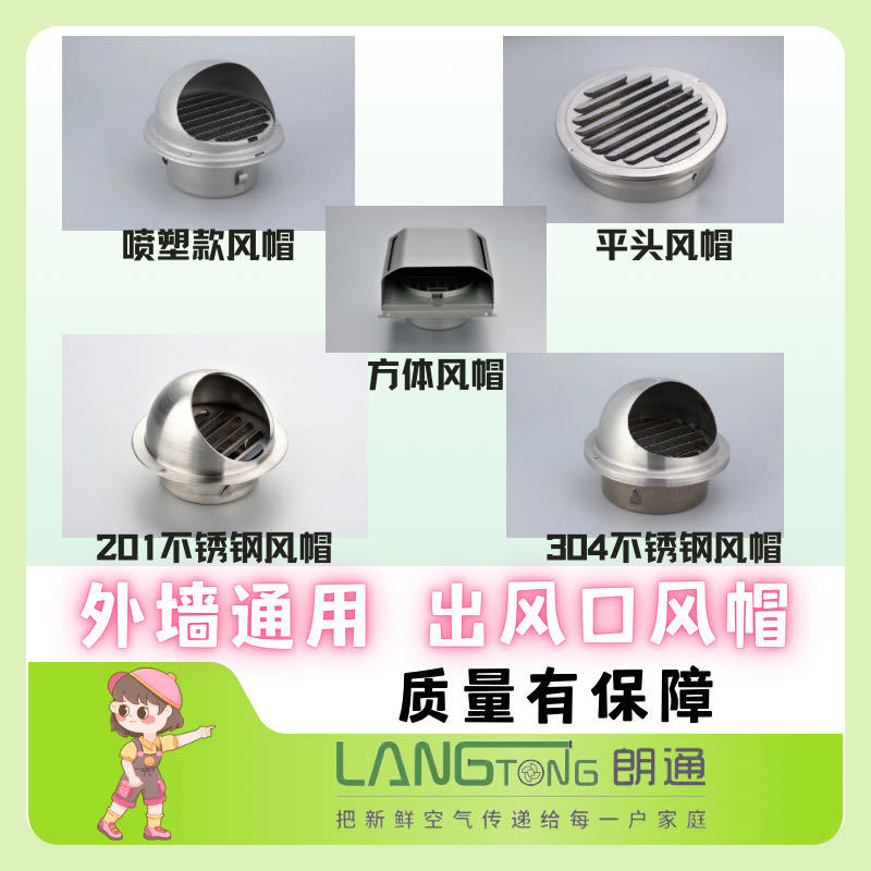 201/304 Stainless Steel Vent Pipe Exterior Wall Air Outlet Breathable Exhaust Range Hood Ventilation Outlet