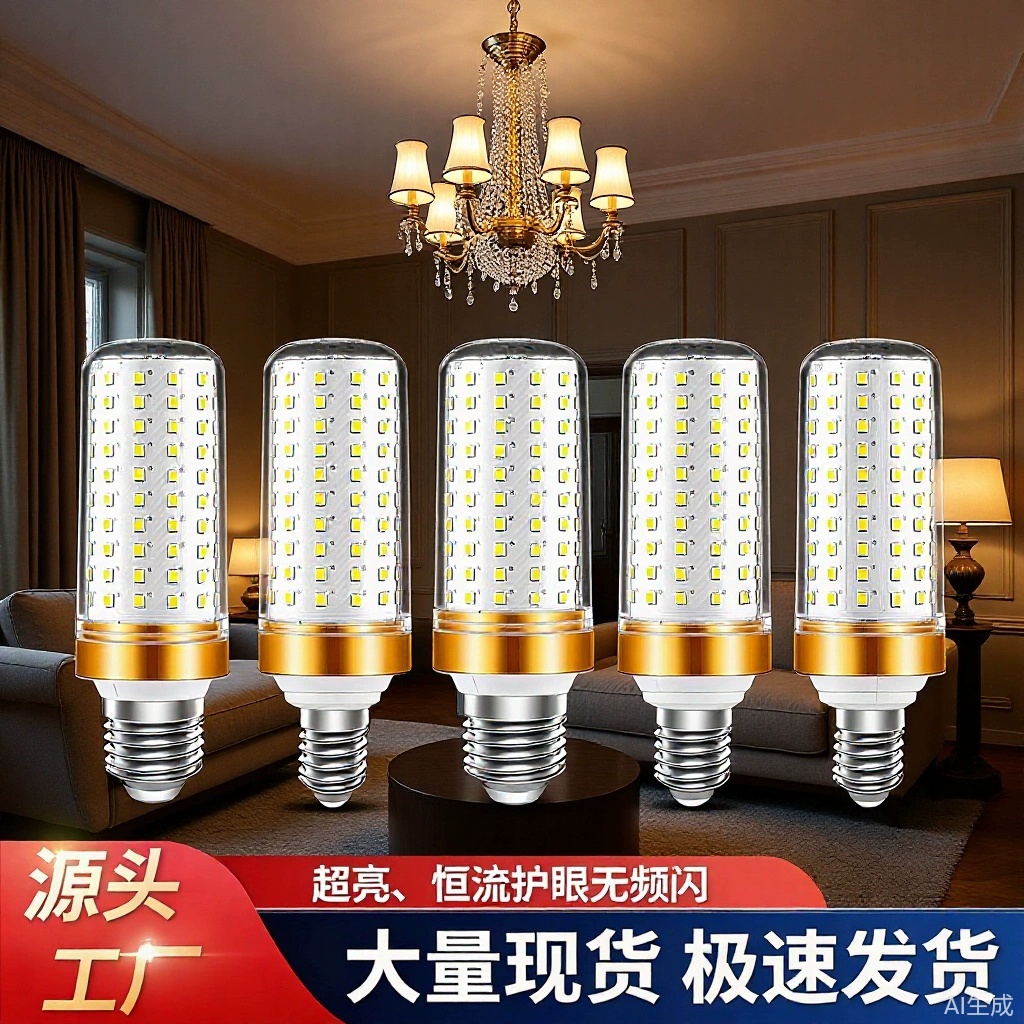 Высокомощная кукурузная лампа LED энергосберегающая супер яркая E27 с диммированием три цвета кристальная люстра