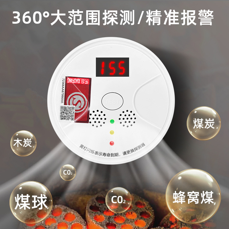 Carbon Monoxide Alarm for Home Indoor Heating, Honeycomb Coal Co Leak Detector, Gas and Soot Detector