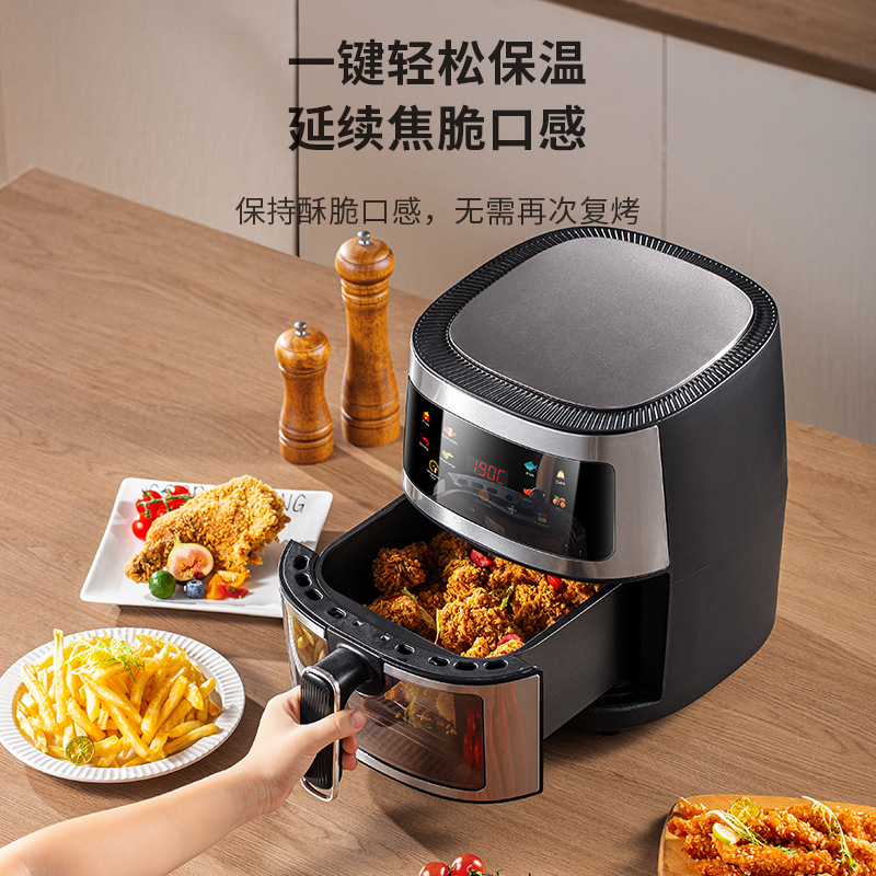 Cross-border air fryer household large-capacity multi-function stainless steel intelligent visual air fryer electric fryer wholesale