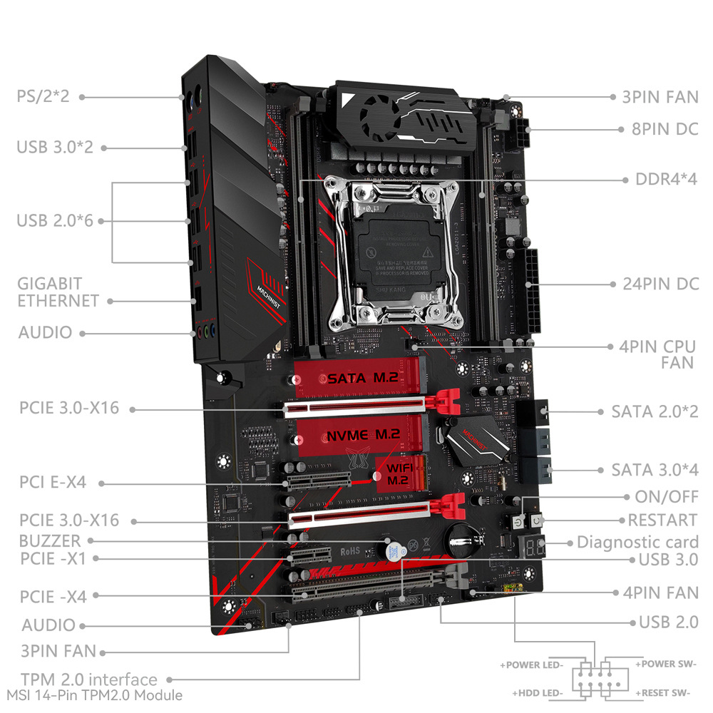 Machinist X99 Mr9A Pro Max Motherboard Lga2011-3 Support M.2