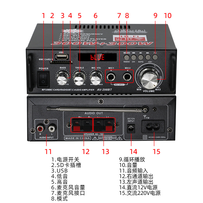 New professional high-power speaker power amplifier home Bluetooth power amplifier hifi audio amplifier digital power amplifier