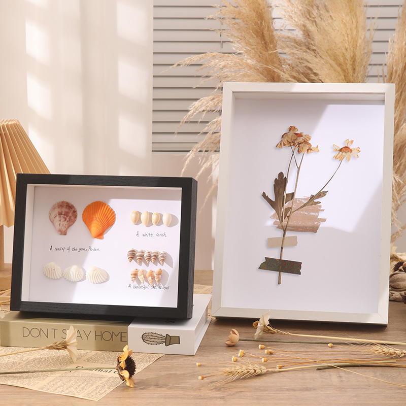 Hollow Photo Frame Customized Dried Flower Photo Frame Table High-End Insect Shell Building Blocks Butterfly Specimen Framed Picture Frame