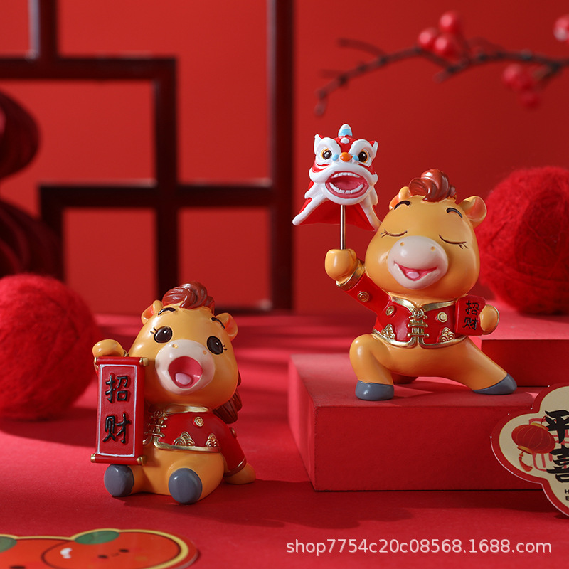 Trendy New Year Horse Year Cute Horse Baby Decoration Copper Coin Fortune Little Horse Costume Ornament Mascot