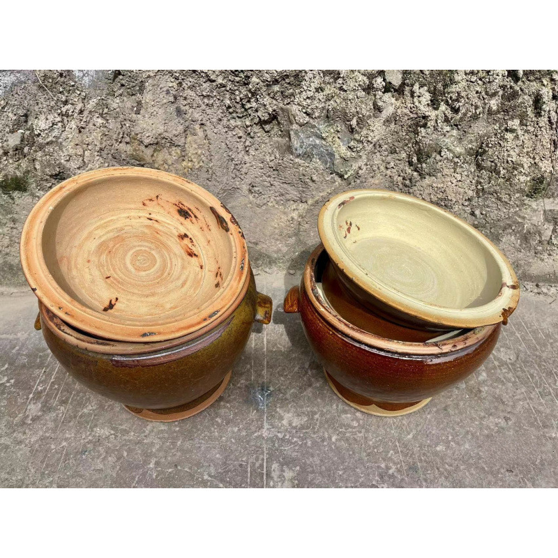 Stoneware Wood-Fired Steaming Chicken Pot Health Soup Pot Water-Separating Steaming Stew Pot Sweat Steaming Bowl Steaming Pot