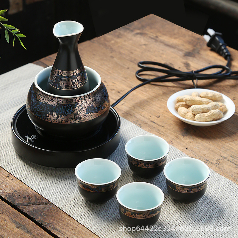 Ceramic Wine Boiler Electric Ceramic Stove Constant Temperature Pad Wine Warmer suit Yellow Wine Decanter Wholesale Support Generation