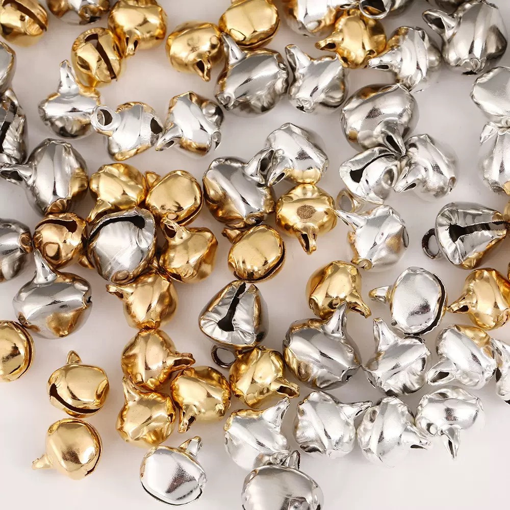 Flat-Mouthed Small Bell Christmas Decoration Bell DIY Jewelry Accessories Cat Stick Gold and Silver Colorful Kindergarten Bell