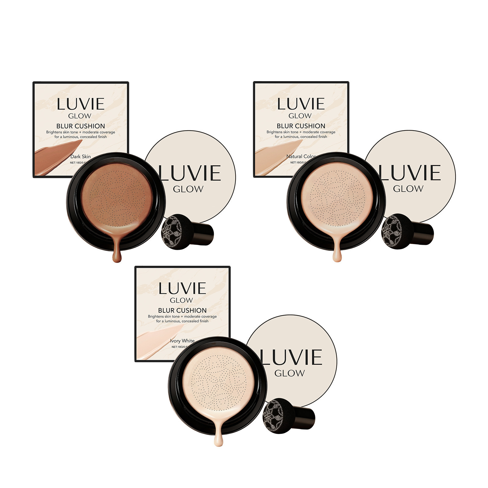 Luvie Glow Foundation Cushion Air Cushion Foundation Concealer Is Light, Moisturizing and Naturally Fit