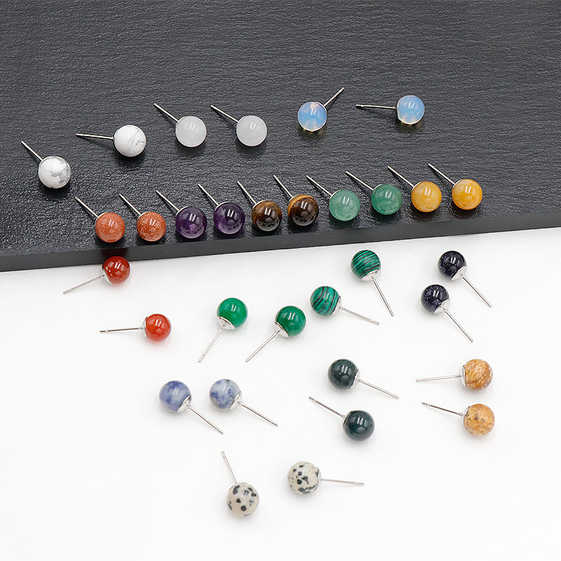 Natural Stone Crystal Agate Earrings Amethyst Beads Retro Women's Fashionable Earrings Cross-Border Exclusive Supply