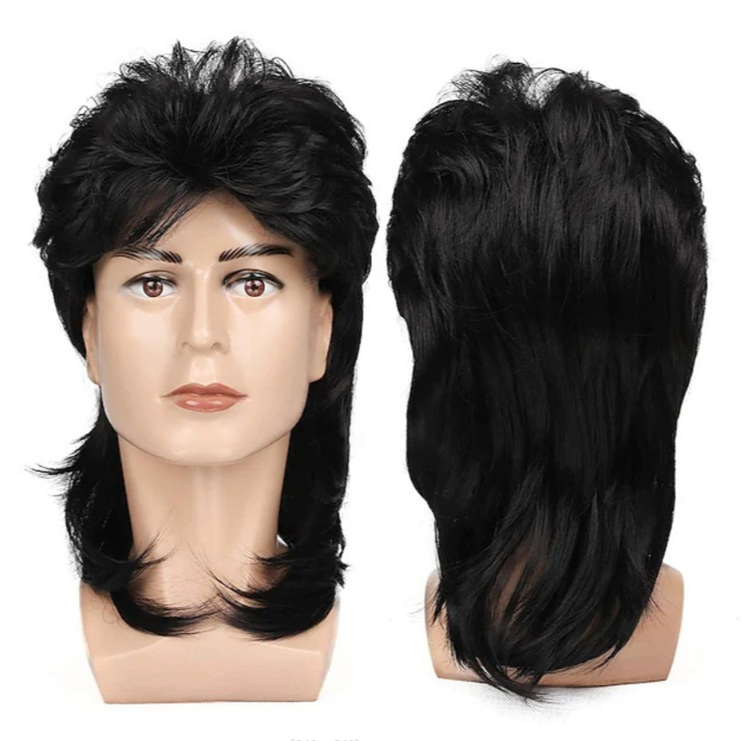 European and American cross-border Men's blue and brown short straight hair wig Men's full head cover fashion wig Men wigs chemical fiber head cover