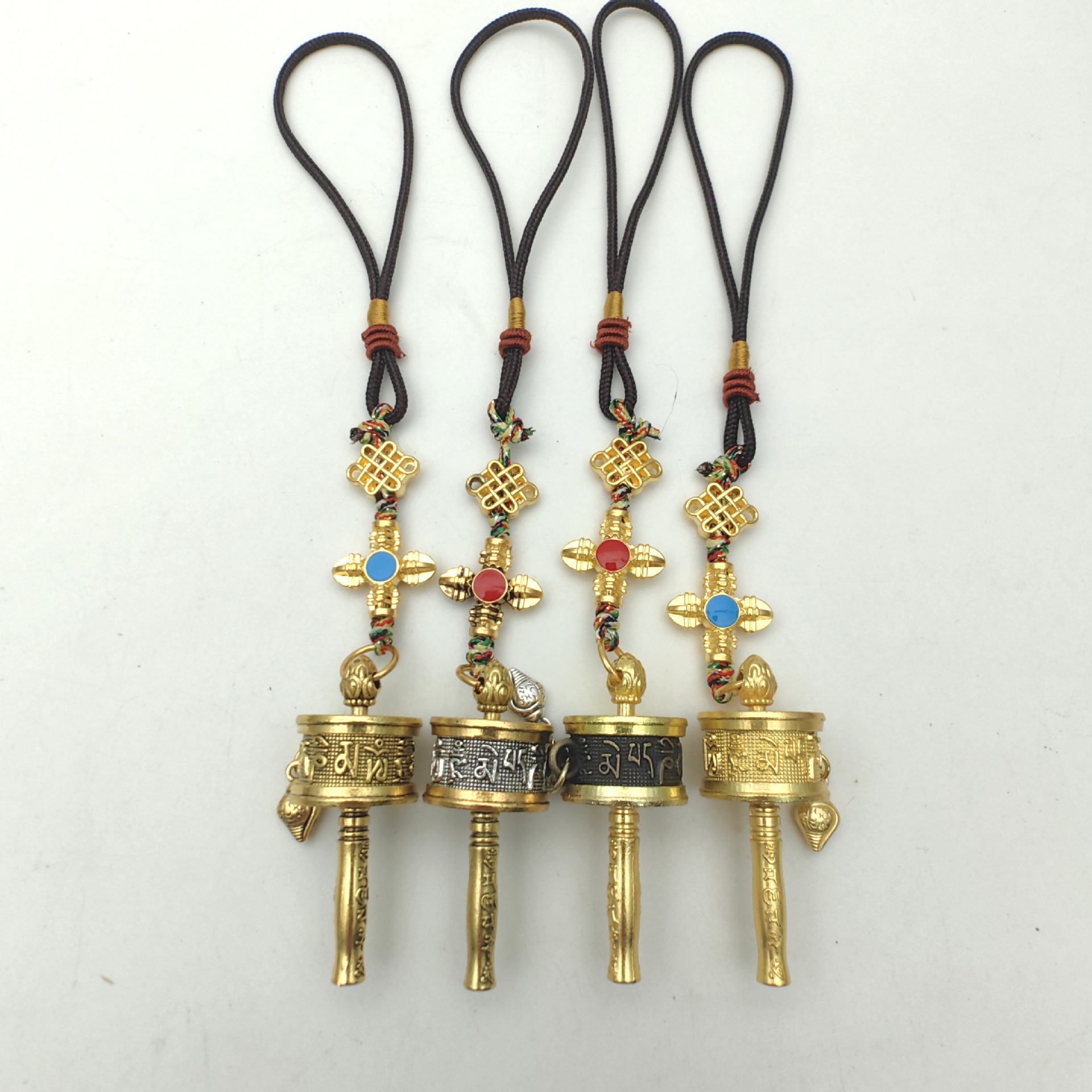 Alloy Prayer Tube Vajra Rope Six-Character Mantra Xizang Jewelry Luggage Car Hanging Keychain Pendant Wholesale