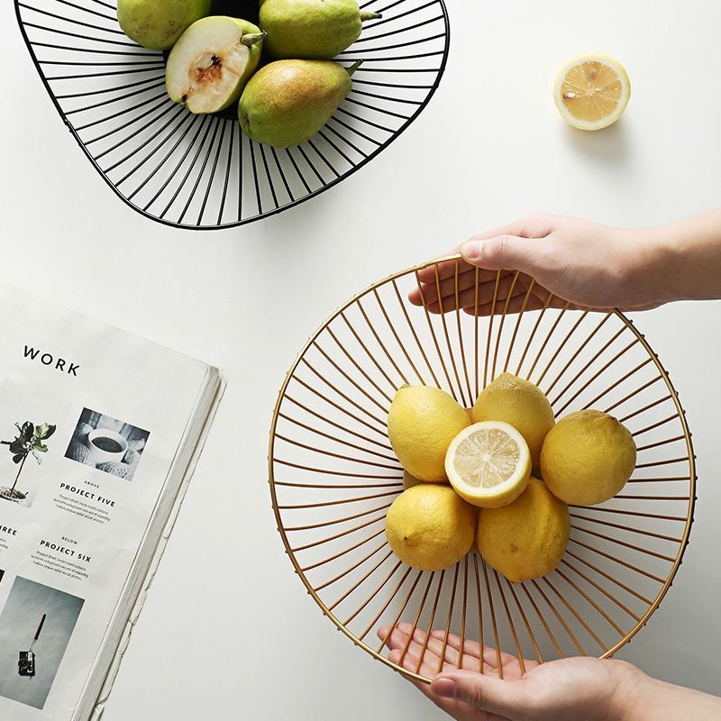 Lotus Leaf Shaped Iron European-Style Fruit Plate, High-Looking Living Room Coffee Table, Fruit Basket, Snack Plate, Fruit Plate