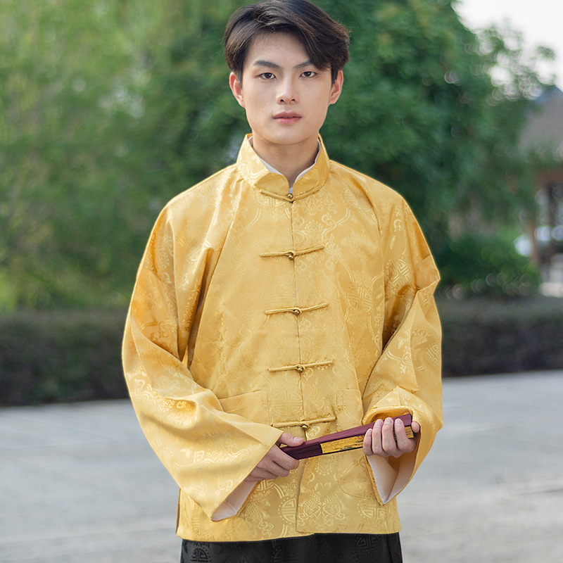 Qing Dynasty salt merchant shopkeeper ancient costume landlord clothing master coat Republic of China young master Chinese style stand collar Tang costume costume
