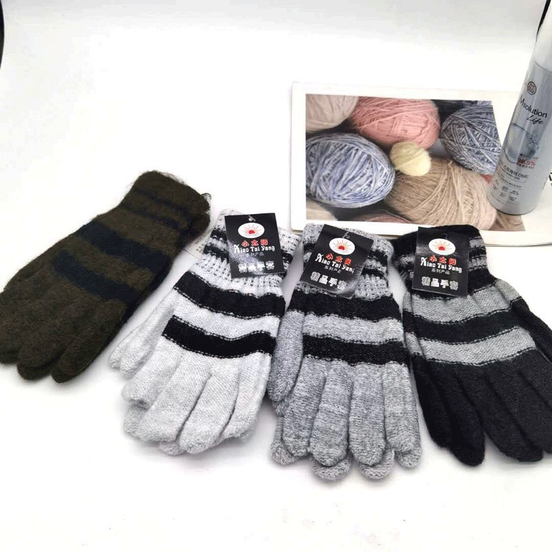 Autumn and winter warm men's and women's gloves thickened fleece-lined cycling wool gloves cold cycling knitted gloves wholesale