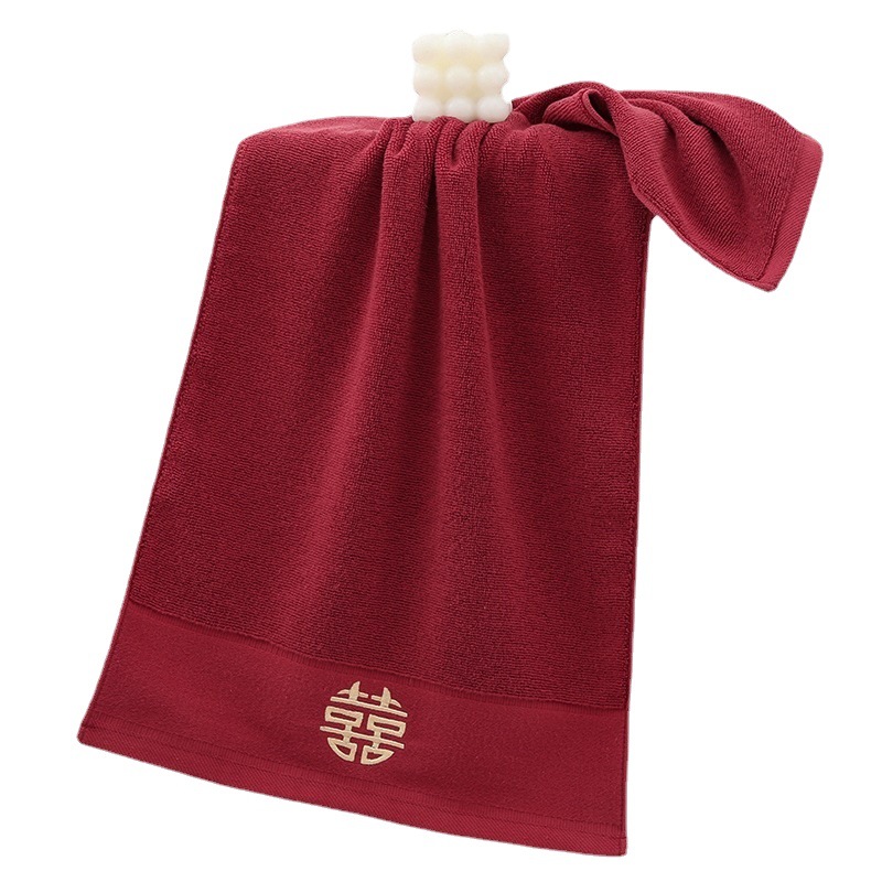 Cotton wedding bath towel wine red 32 Mickey hi not easy to lose hair fade wedding blessing gift cotton wedding bath towel