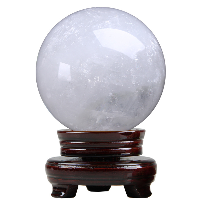 Natural White Crystal Ball Ornaments White Entrance Living Room Home Raw Stone Polished Company Opening Gift Factory Direct Sales