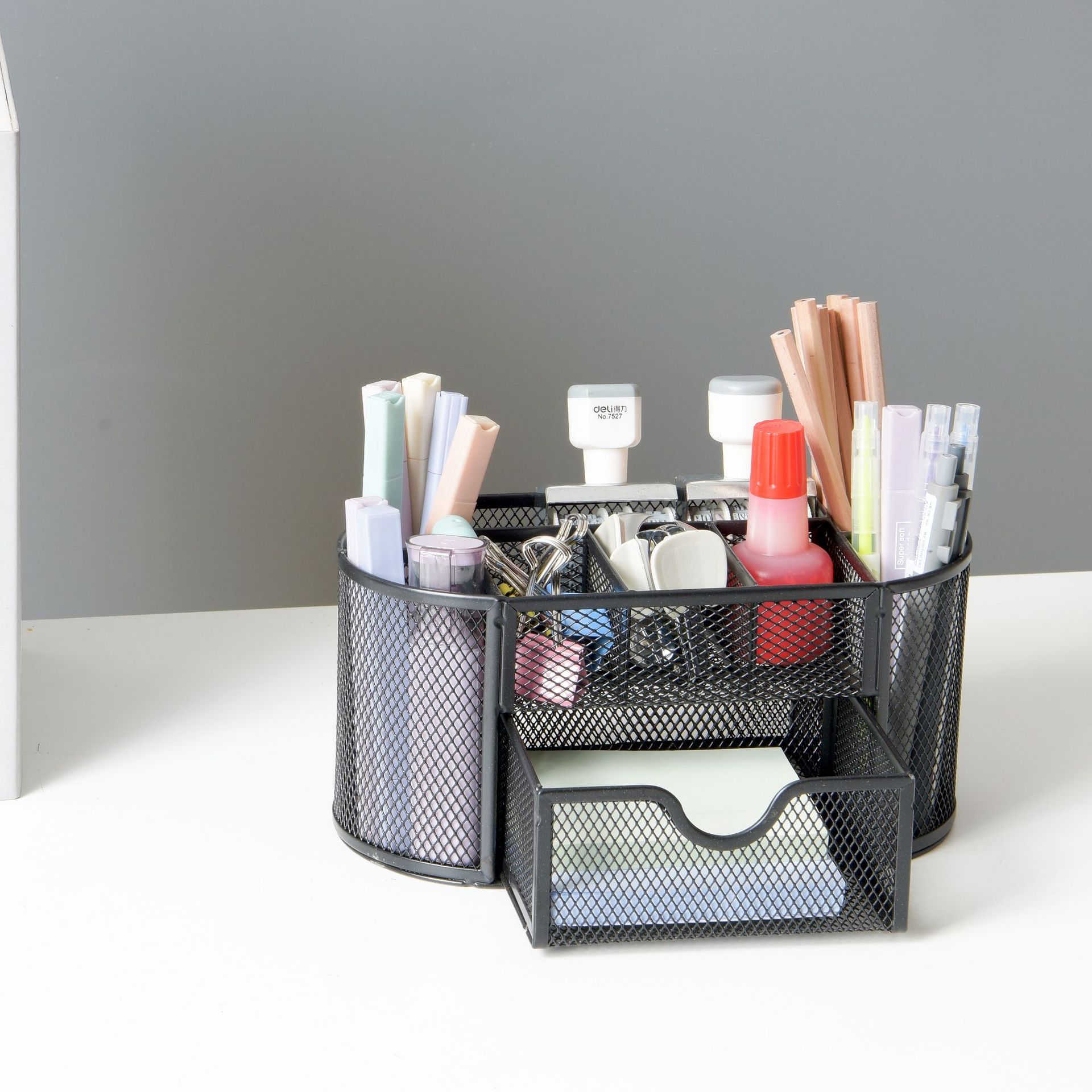 9-отделений настольный органайзер для ручек, металлическая сетка, офисные принадлежности, многофункциональная подставка для файлов, металлическое хранилище