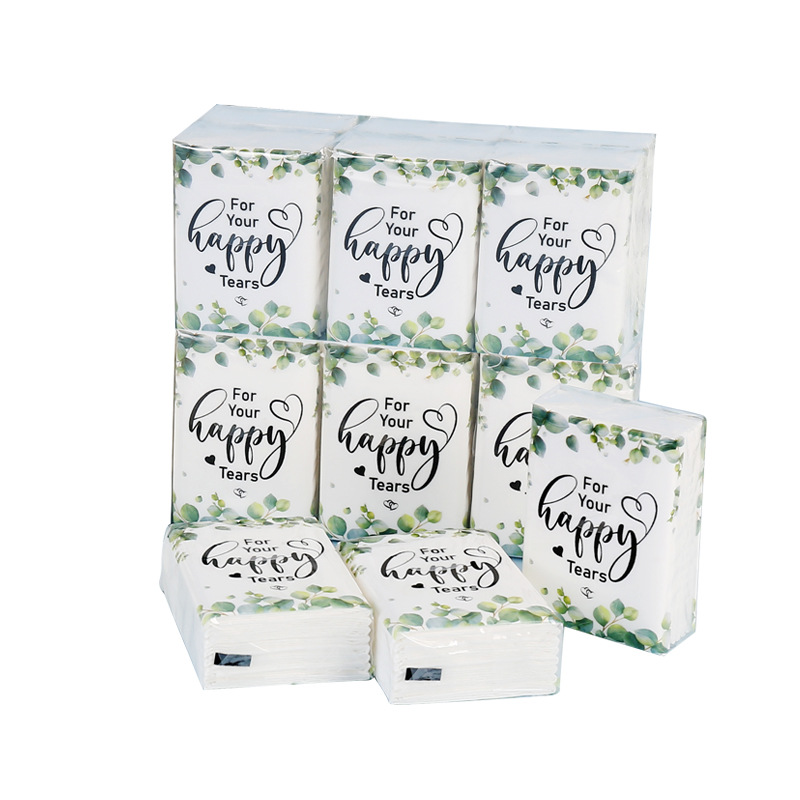 Advertising Handkerchief Paper Custom Wedding Catering Facial Tissue Napkin Printed Logo Small Package Toilet Paper Towel Customization